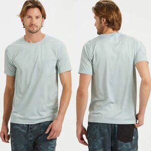Vuori Men's L Tradewind Performance Tee 2.0 Sea Glass Green Pocket Logo Preppy